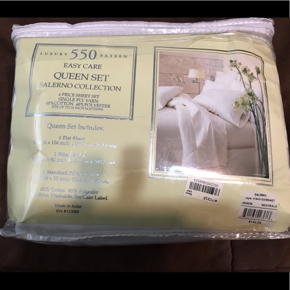 NW/OT Luxury 550 Sateen white sheet set